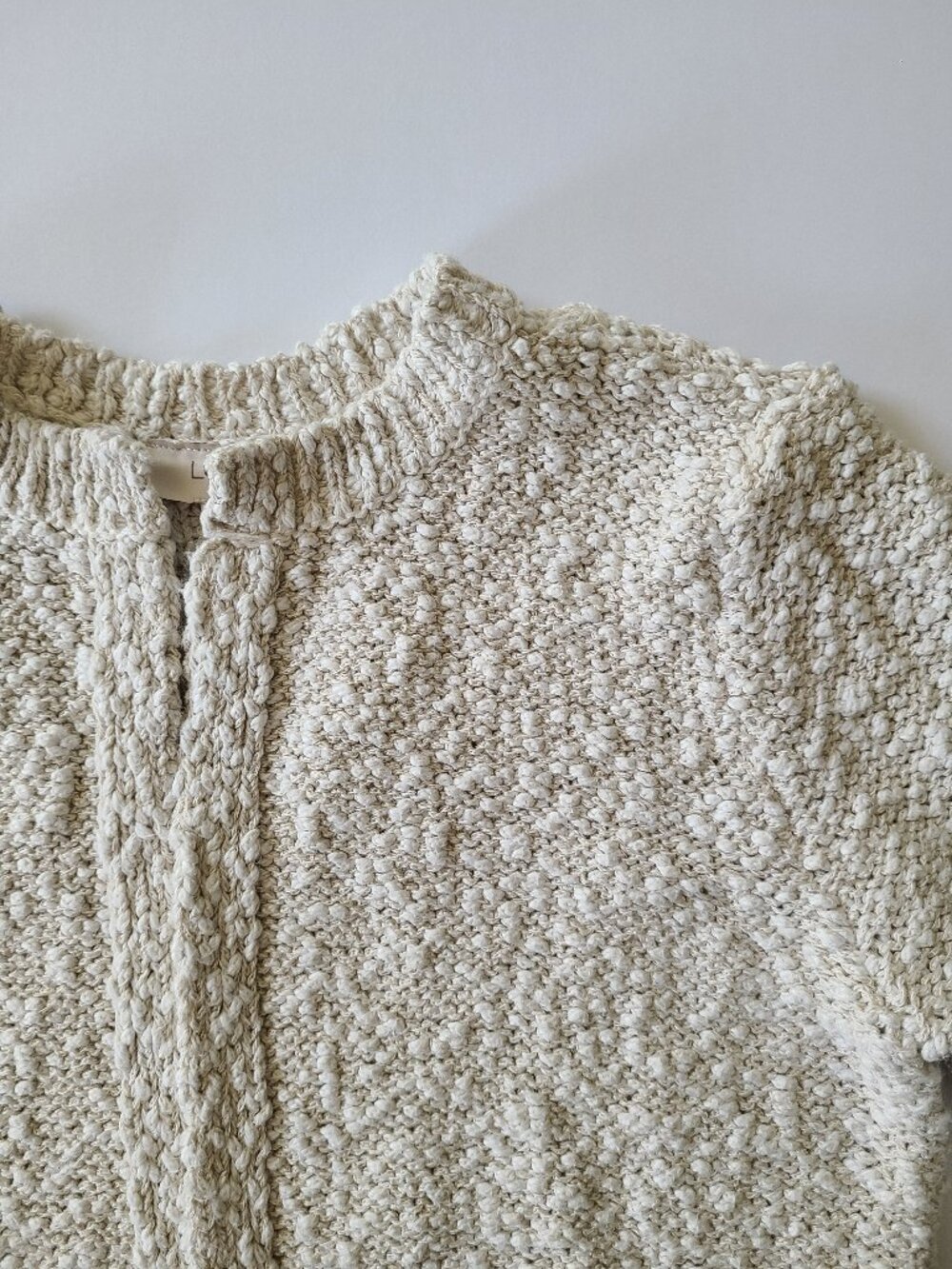 Loft Outlet Nubby Knit Cardigan S Open Front Off-white Soft Girl Cotton Blend